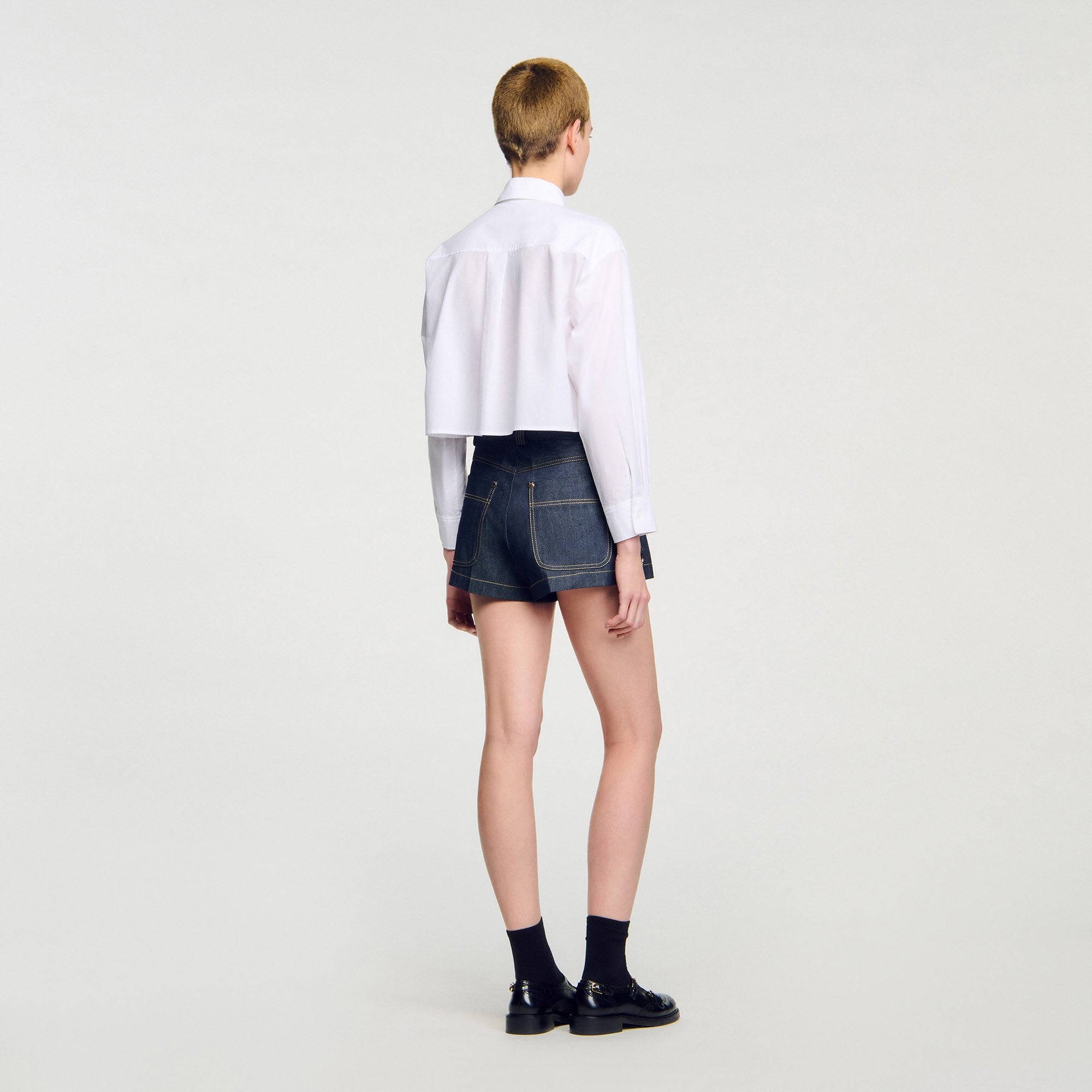 Sandro Women Denim belt loop shorts