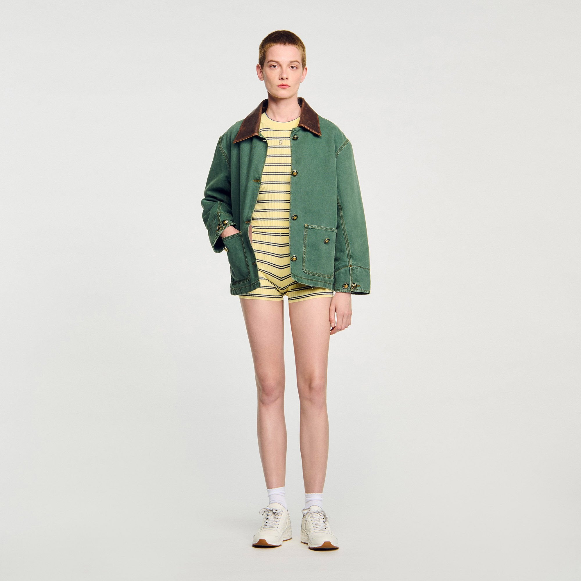 Sandro Women Striped knit shorts