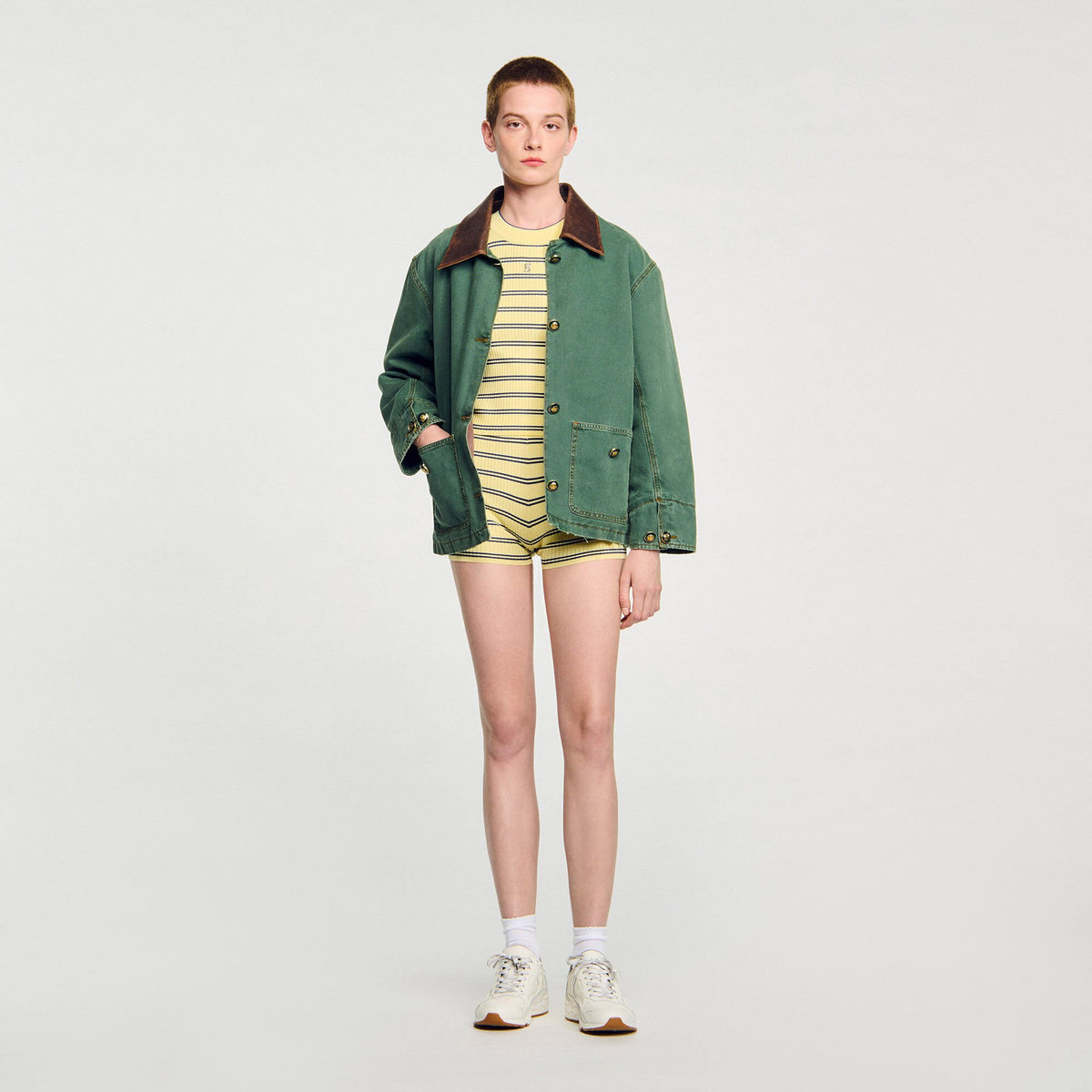 Sandro Women Striped knit shorts