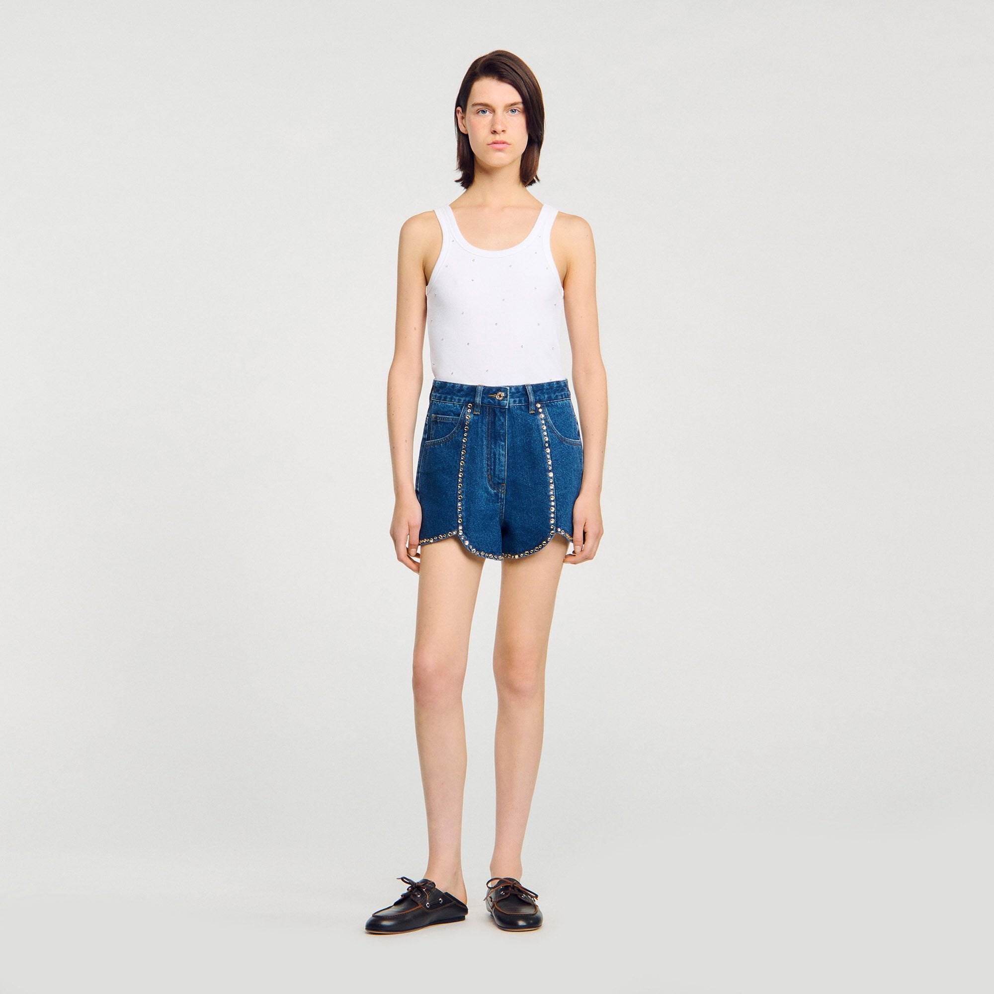 Sandro Women Rhinestone denim shorts