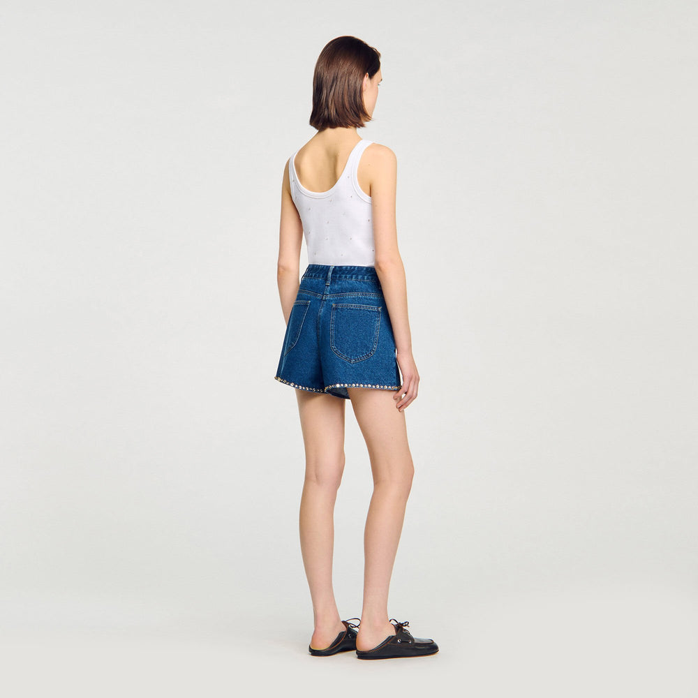 Sandro Women Rhinestone denim shorts