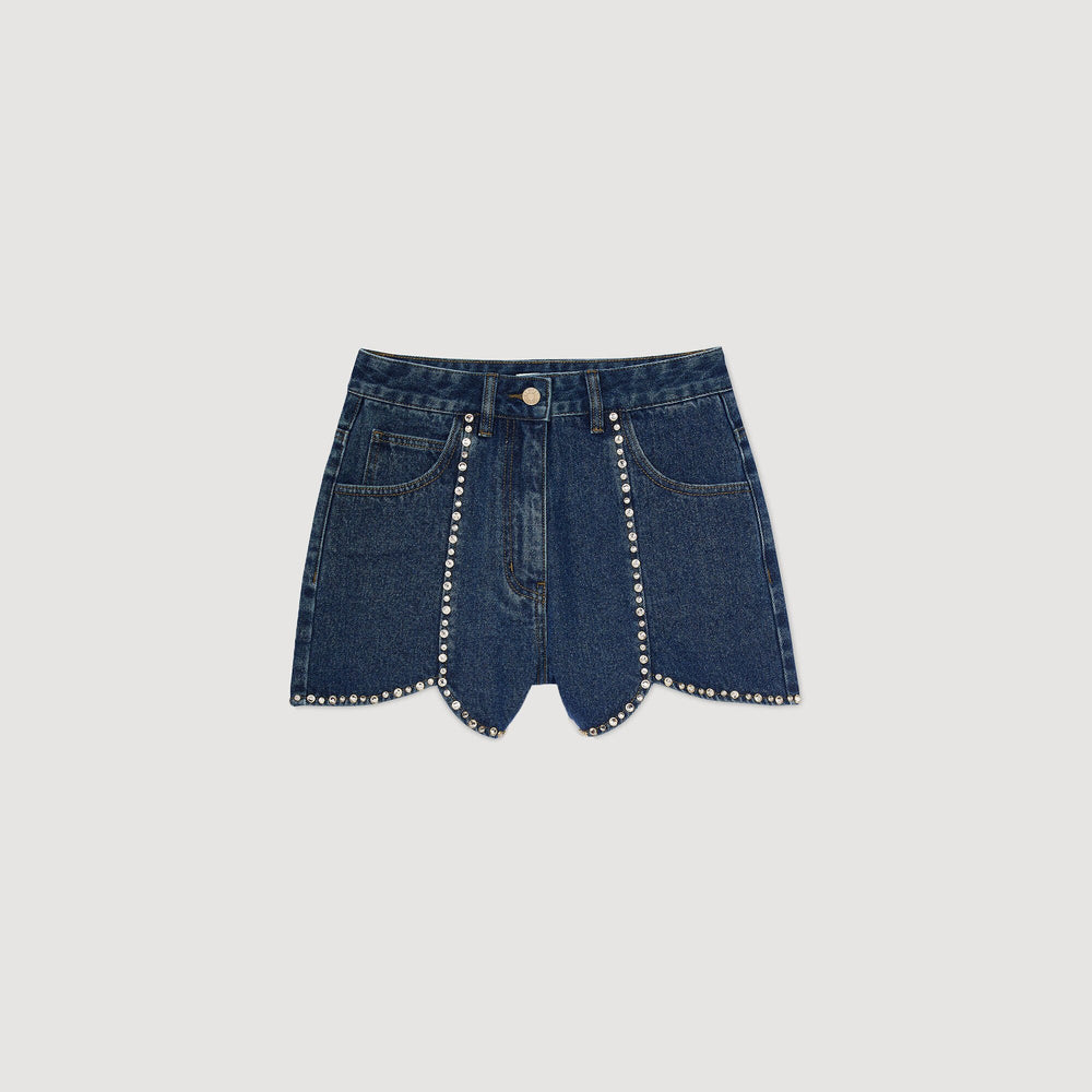 Sandro Women Rhinestone denim shorts