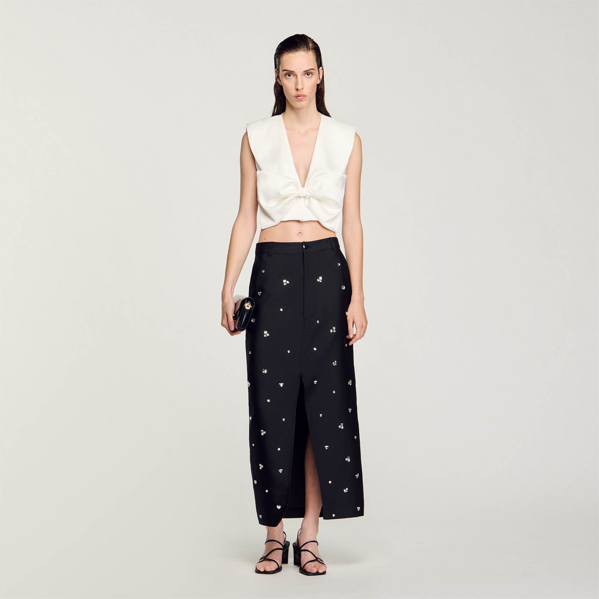 Sandro Women Satin-effect crop top