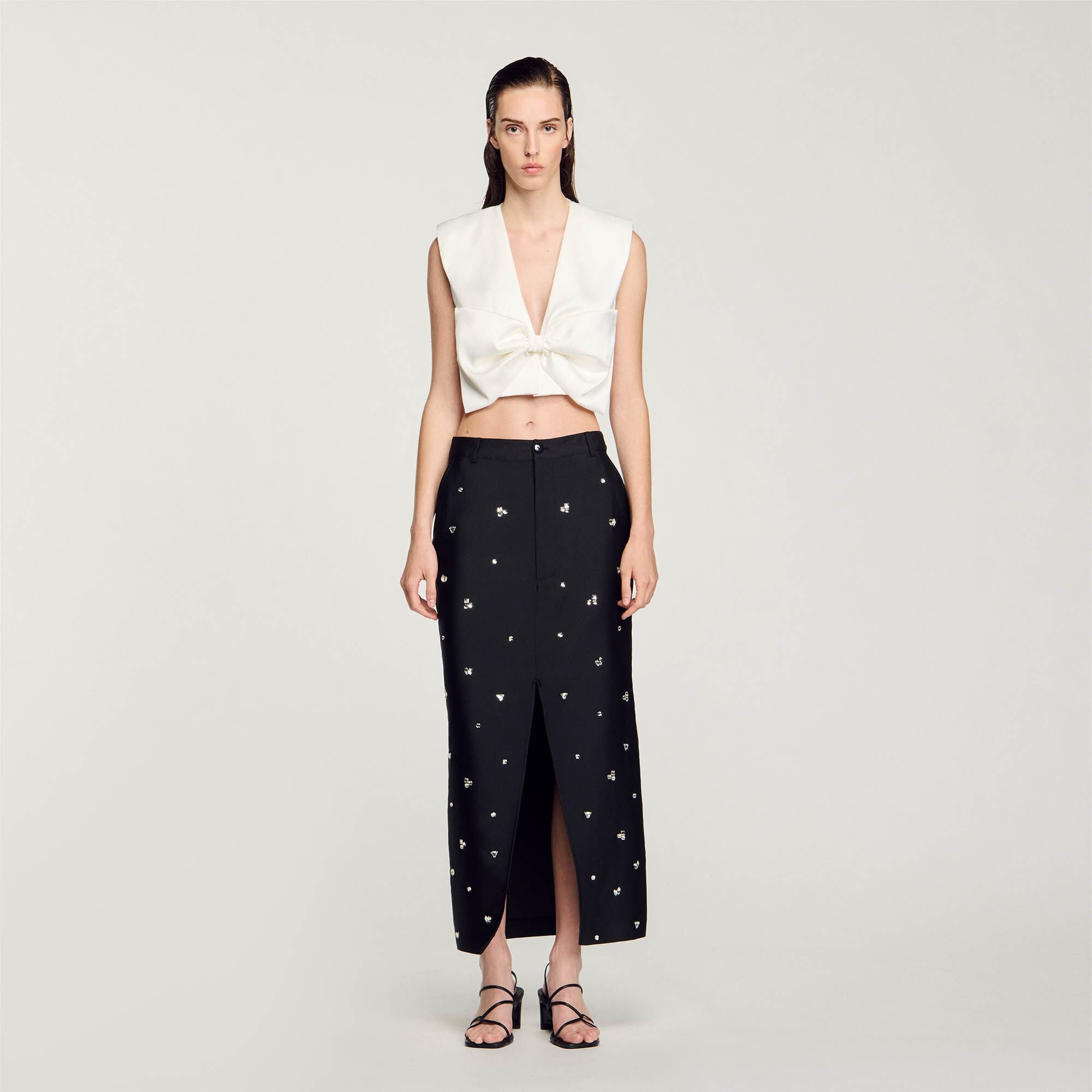 Sandro Women Satin-effect crop top