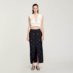 Sandro Women Satin-effect crop top