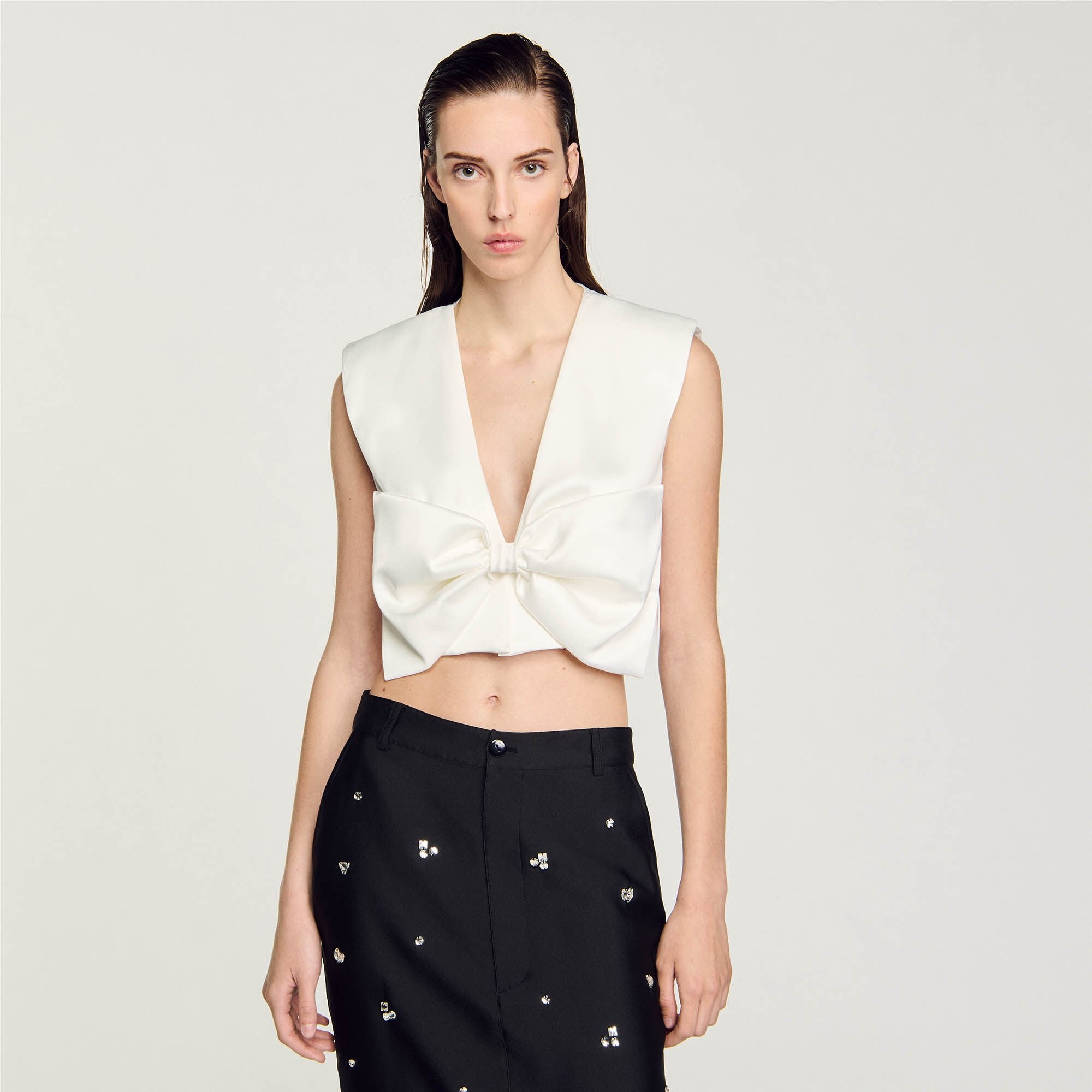Sandro Women Satin-effect crop top