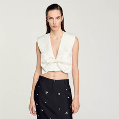 Sandro Women Satin-effect crop top