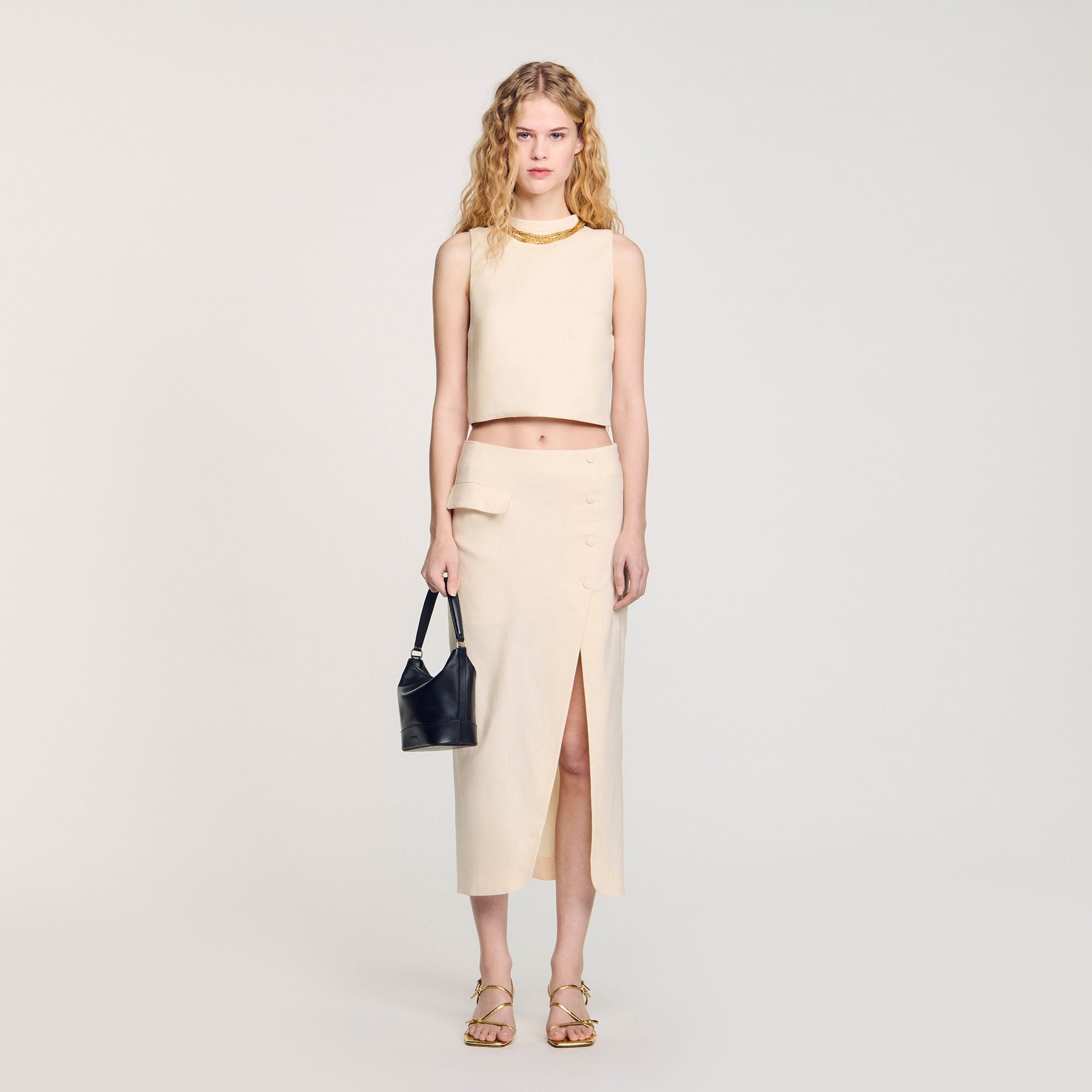 Sandro Women Knit crop top with necklace