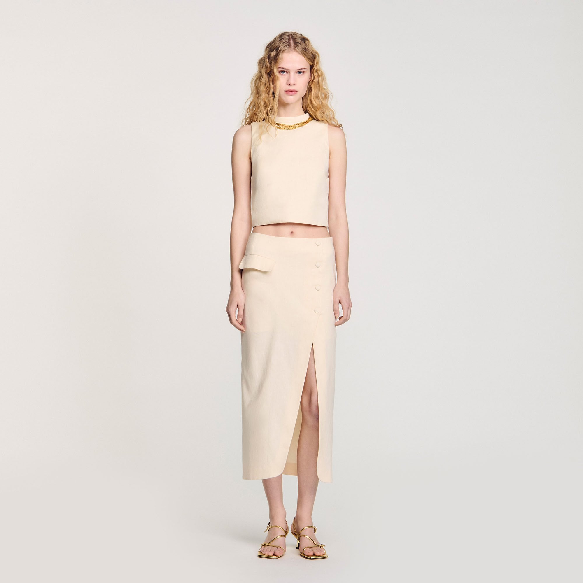 Sandro Women Knit crop top with necklace