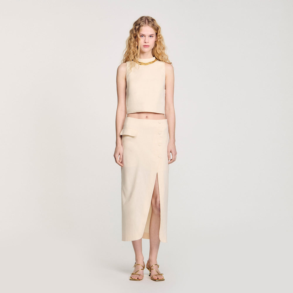 Sandro Women Knit crop top with necklace
