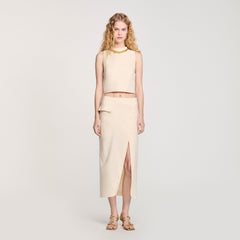 Sandro Women Knit crop top with necklace
