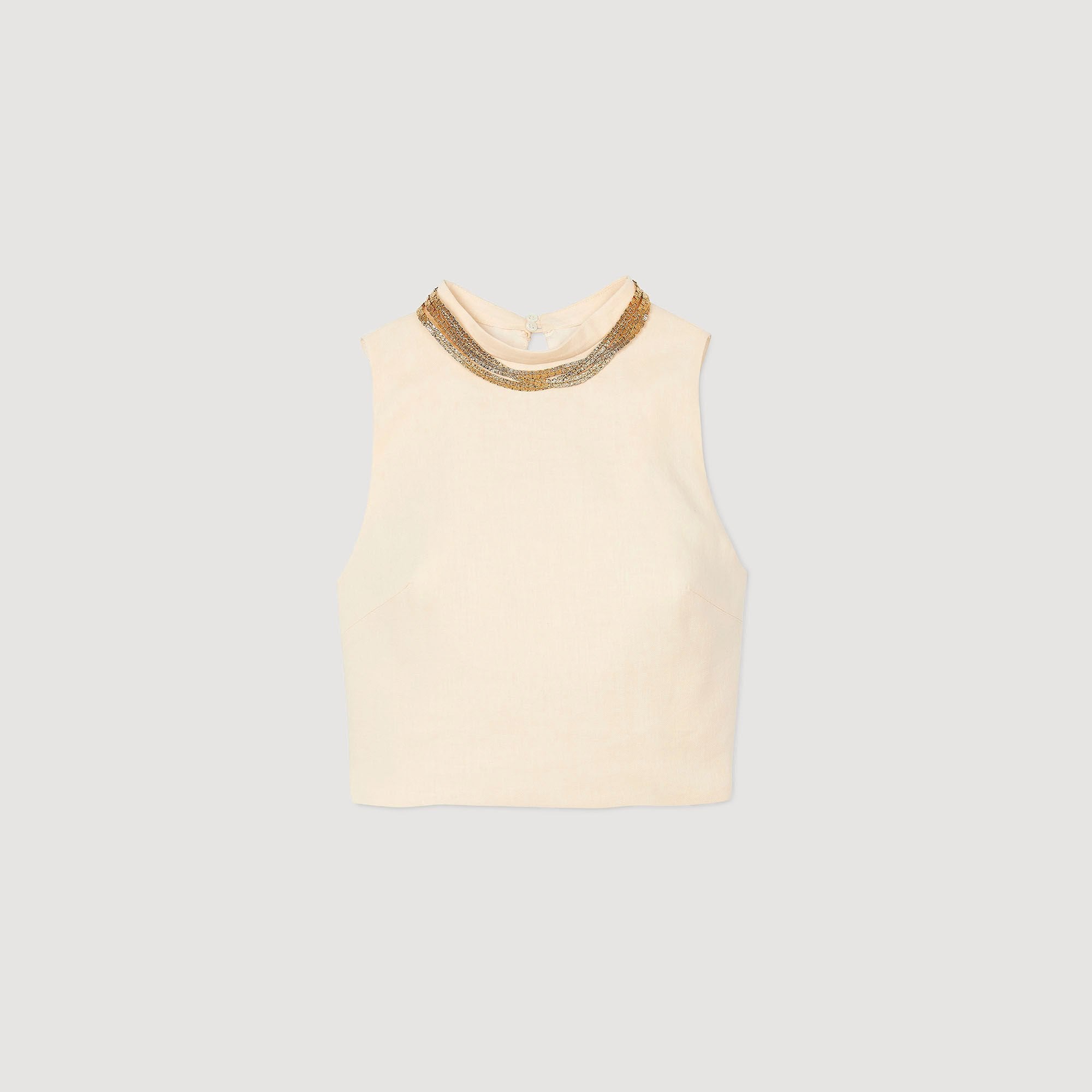 Sandro Women Knit crop top with necklace