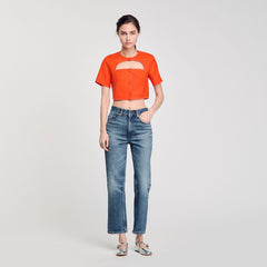 Sandro Women Crop top with cutout design