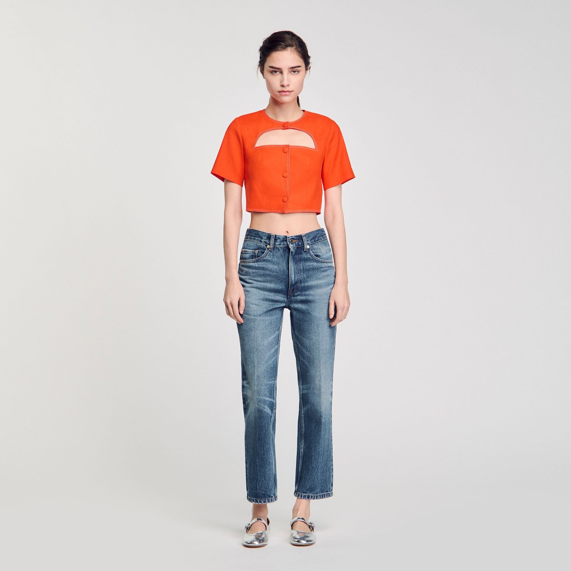 Sandro Women Crop top with cutout design