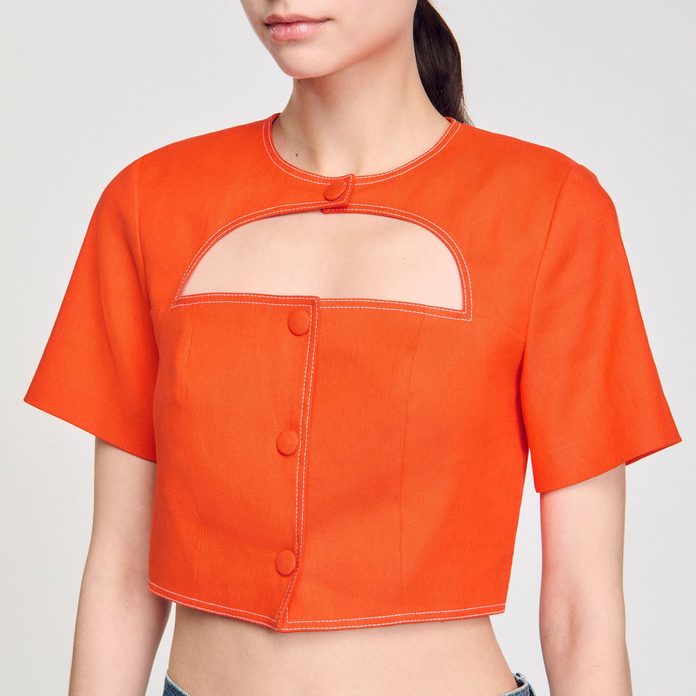 Sandro Women Crop top with cutout design