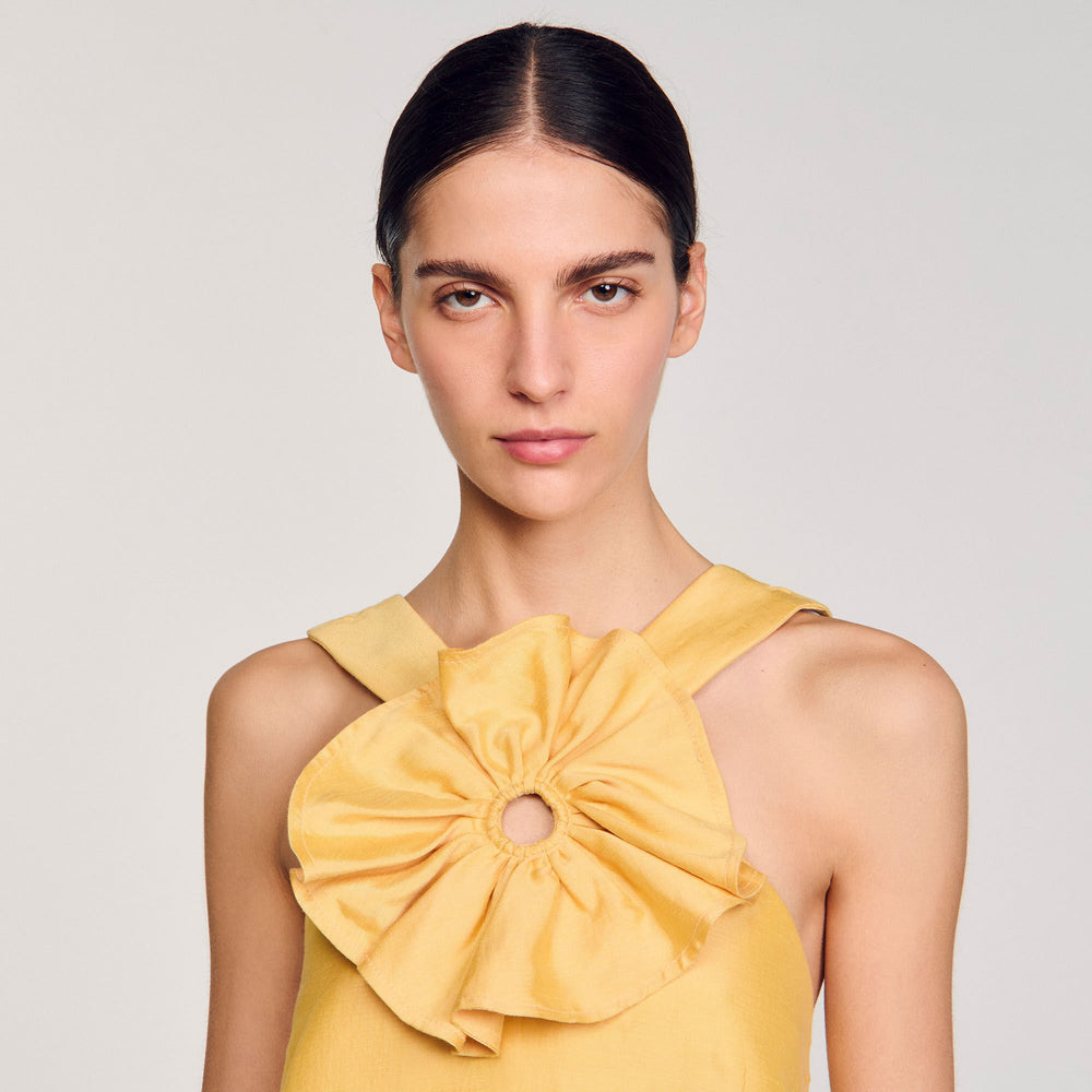 Sandro Women Ruffled flower detailed crop top