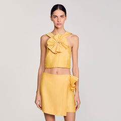 Sandro Women Ruffled flower detailed crop top