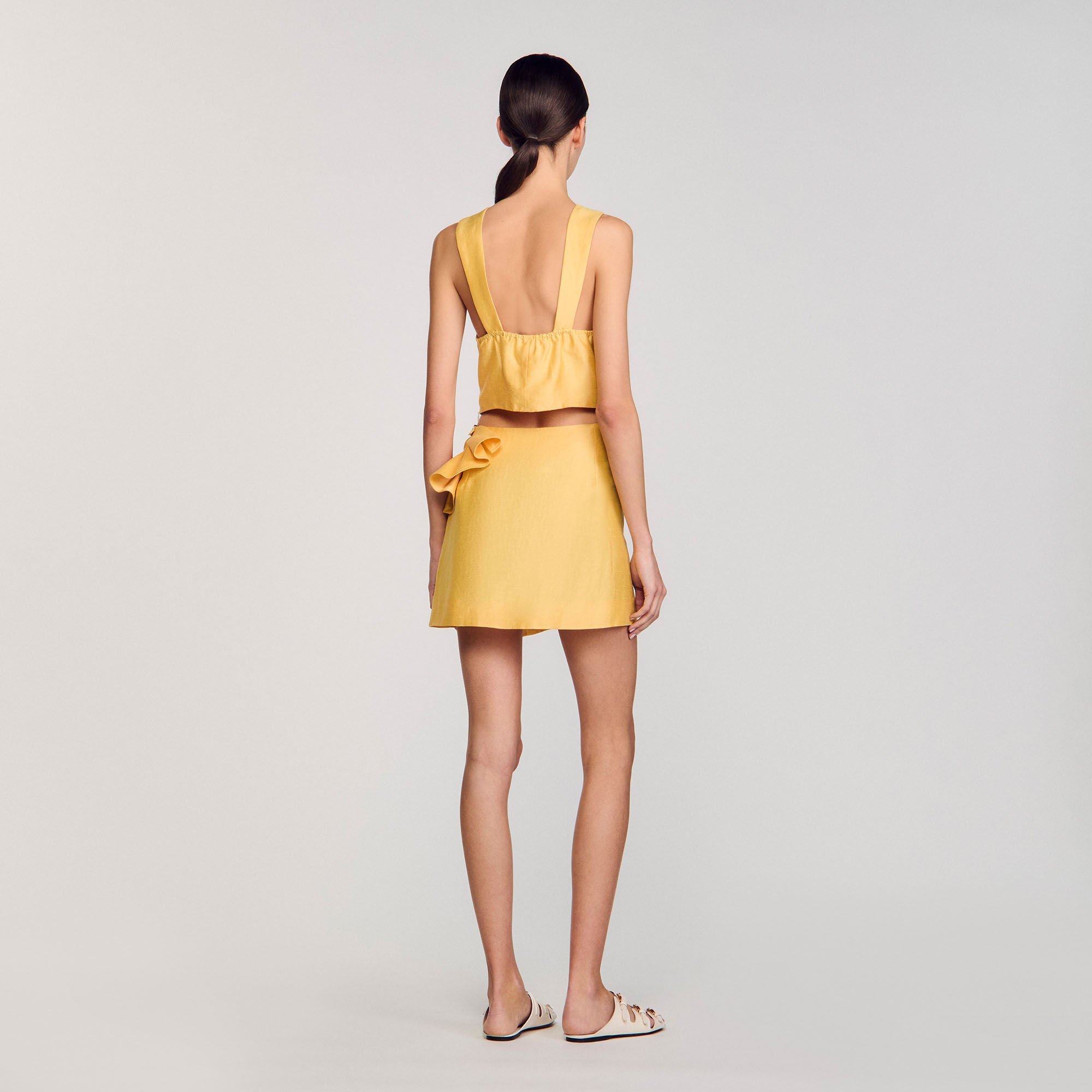 Sandro Women Ruffled flower detailed crop top