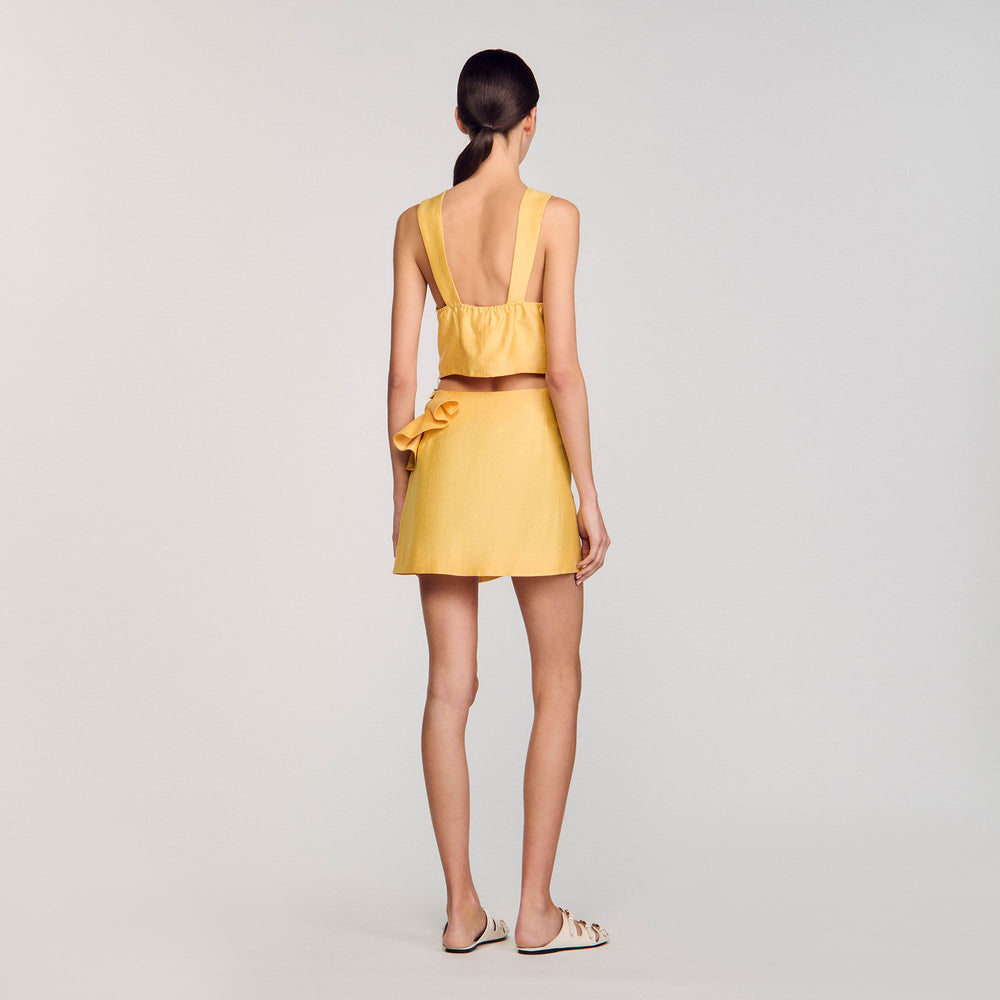 Sandro Women Ruffled flower detailed crop top