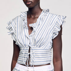 Sandro Women Striped sleeveless crop top