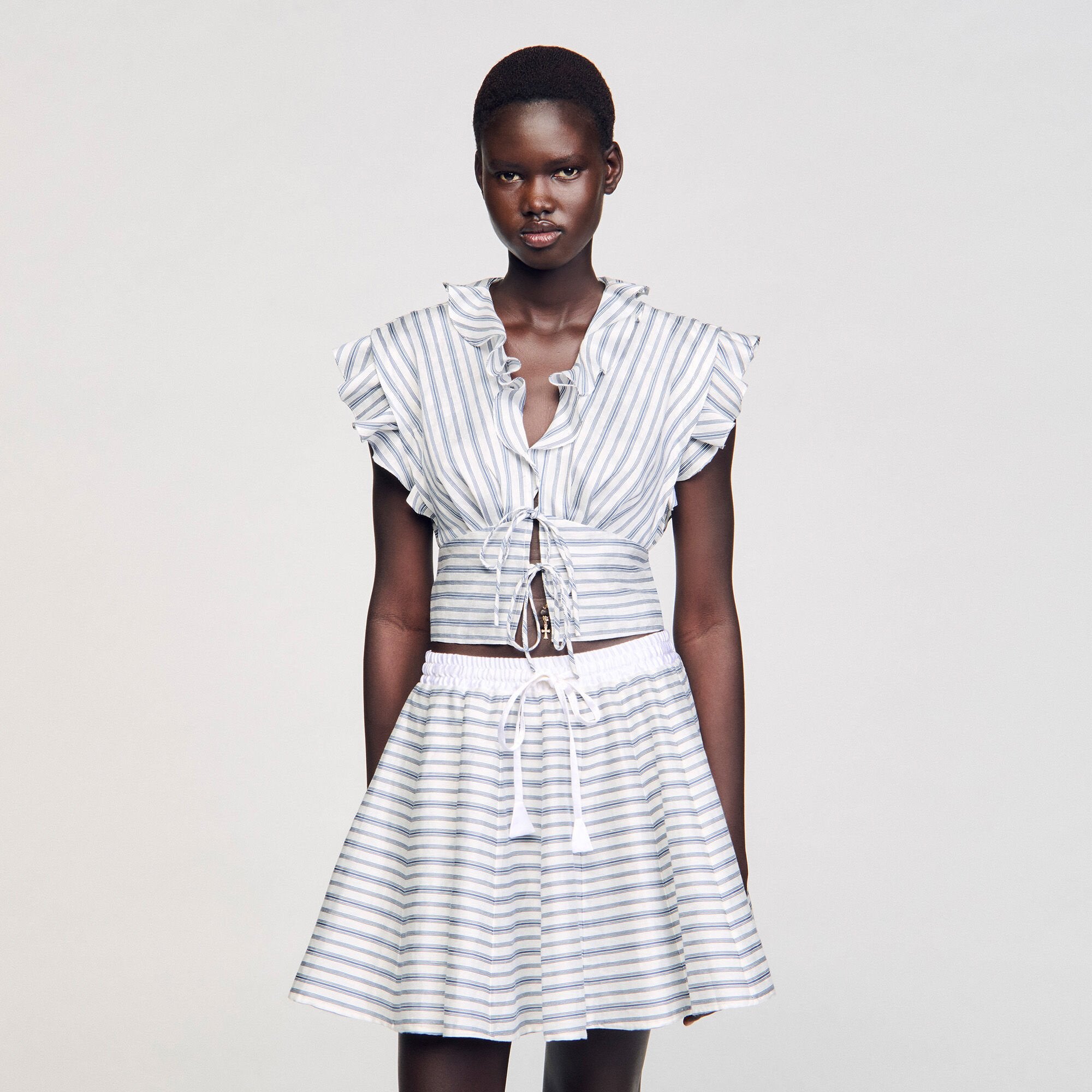Sandro Women Striped sleeveless crop top