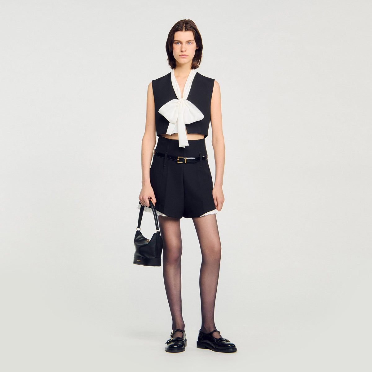 Sandro Women Bow neck crop top