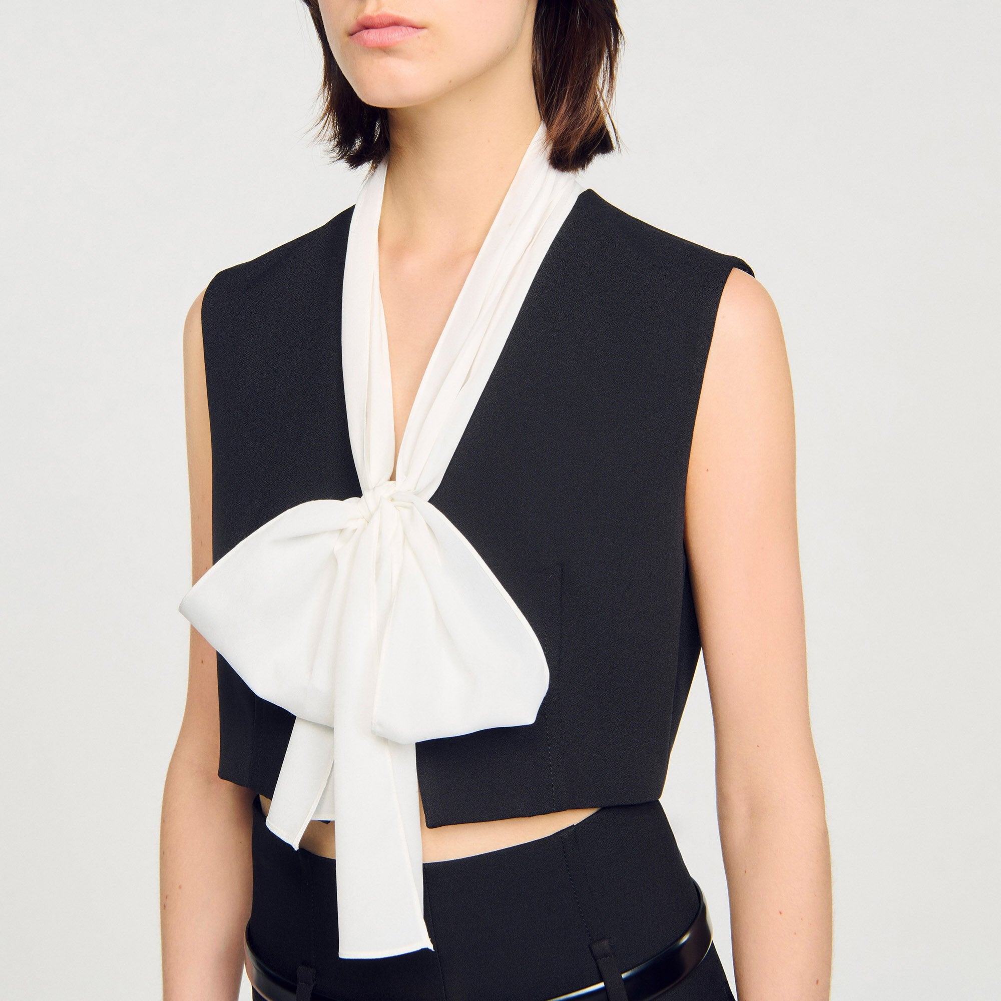 Sandro Women Bow neck crop top