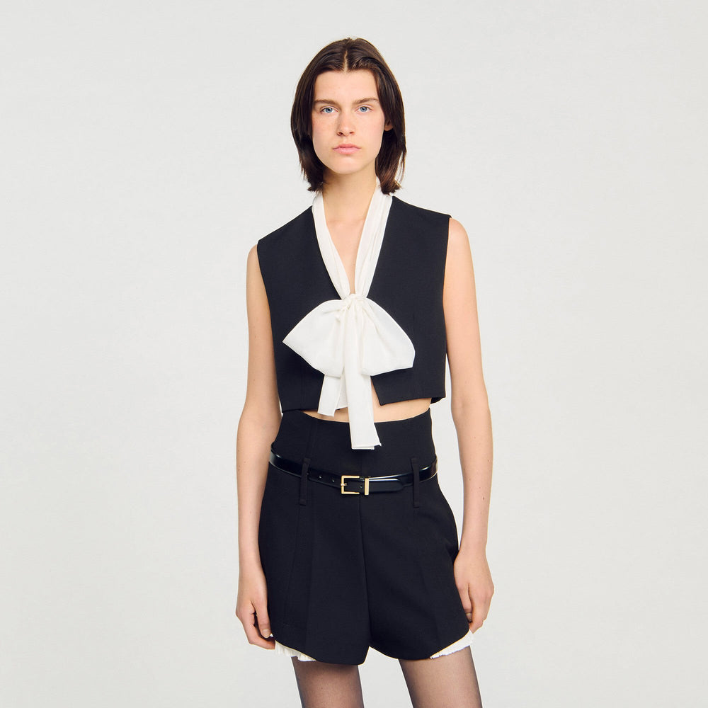 Sandro Women Bow neck crop top