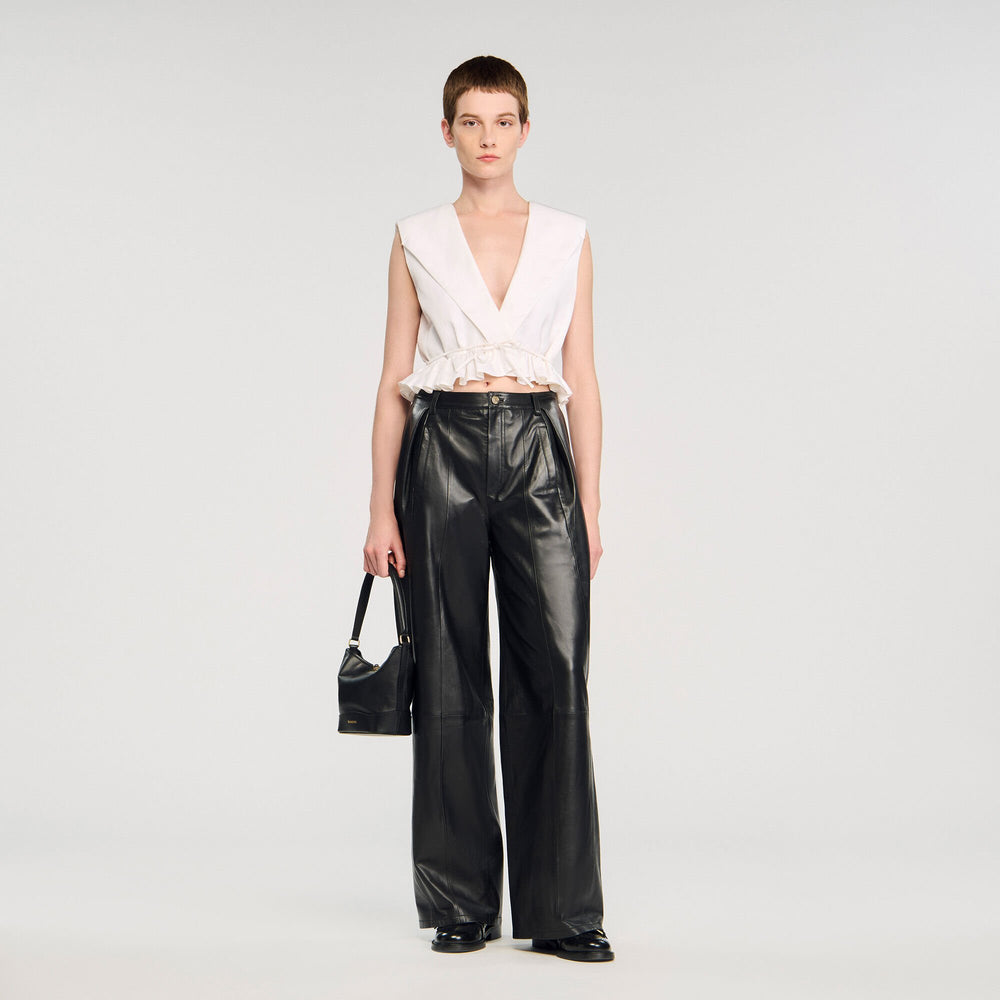Sandro Women Ruffled V-neck crop top