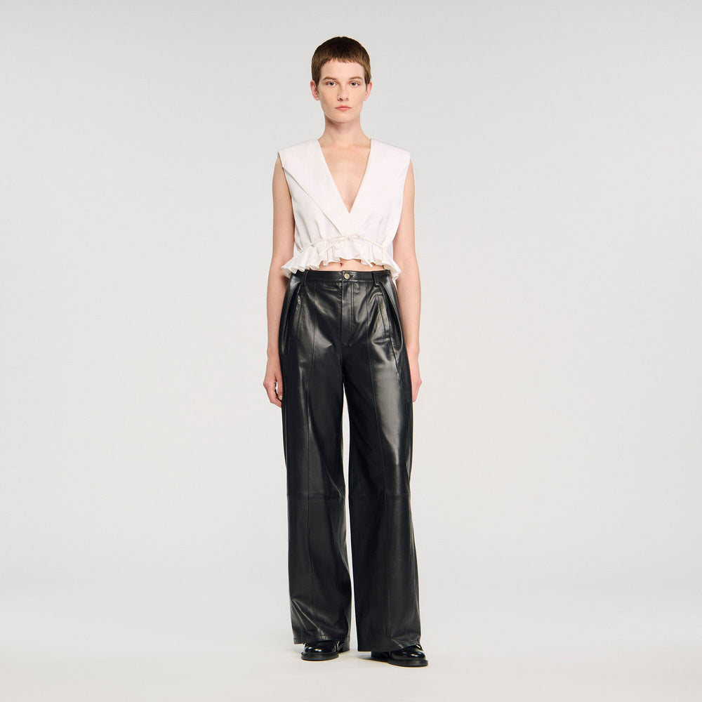 Sandro Women Ruffled V-neck crop top