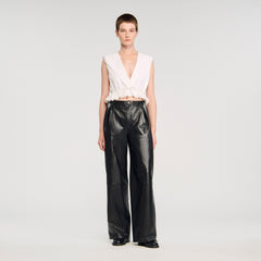 Sandro Women Ruffled V-neck crop top