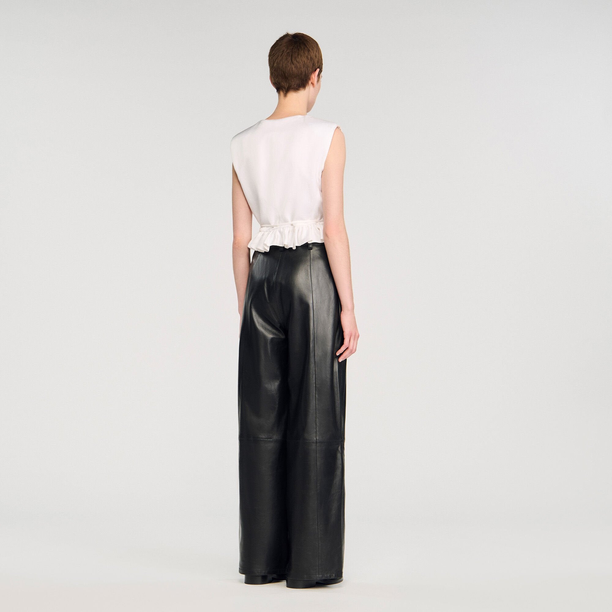Sandro Women Ruffled V-neck crop top