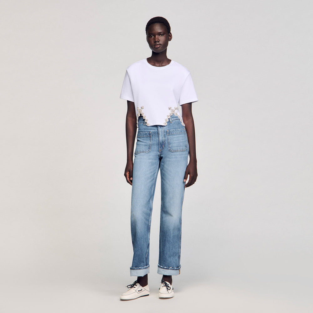 Sandro Women Rhinestone crop top