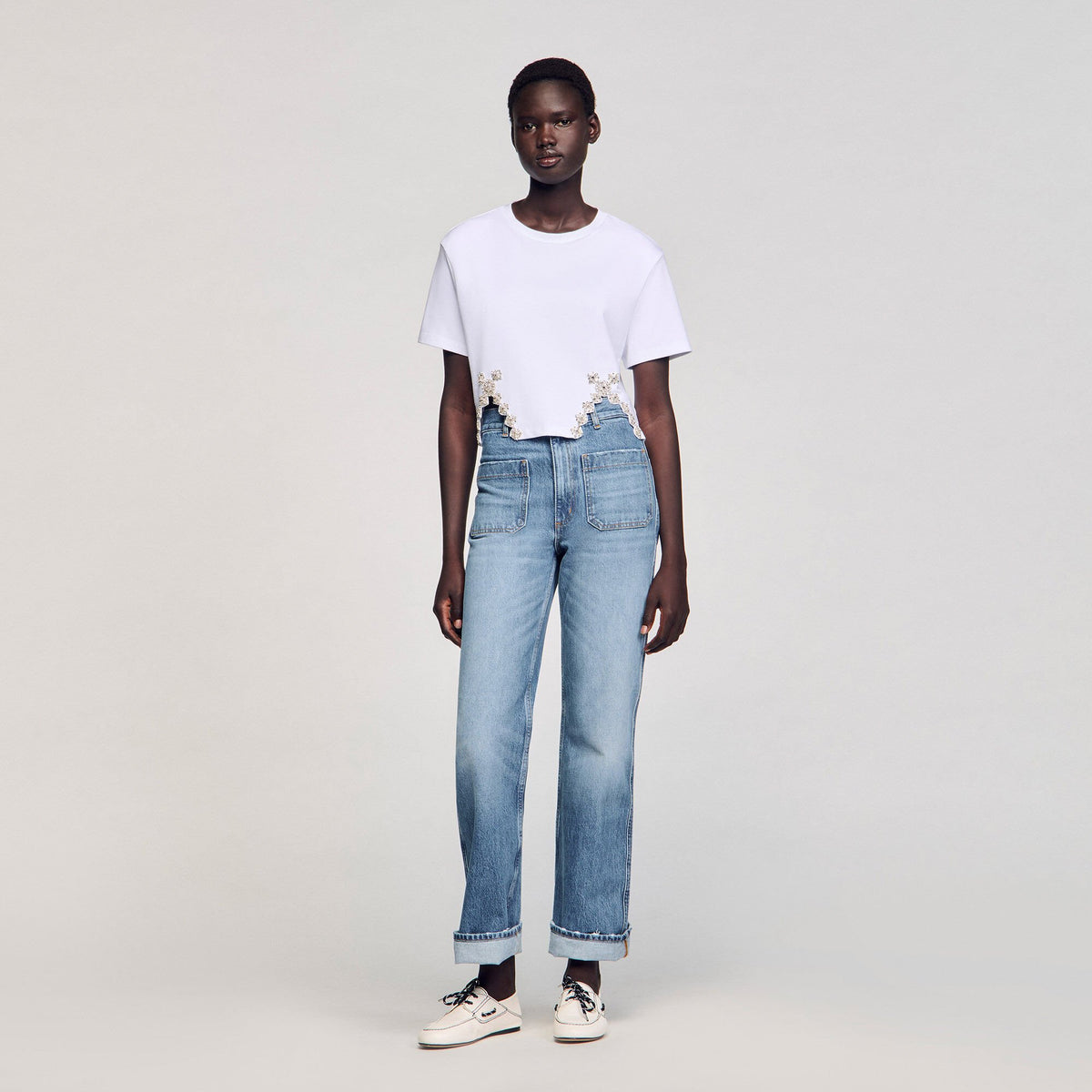 Sandro Women Rhinestone crop top