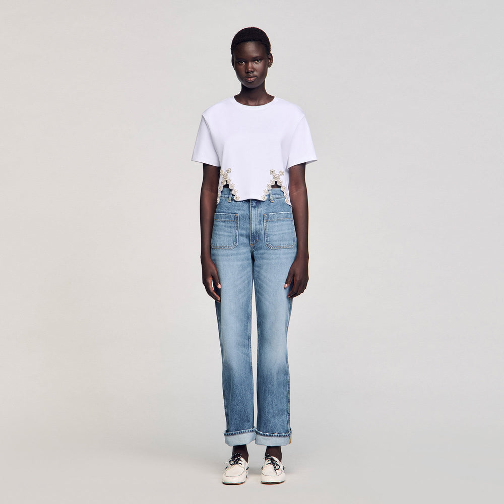 Sandro Women Rhinestone crop top