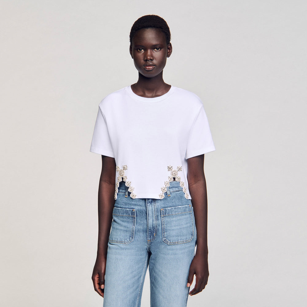 Sandro Women Rhinestone crop top