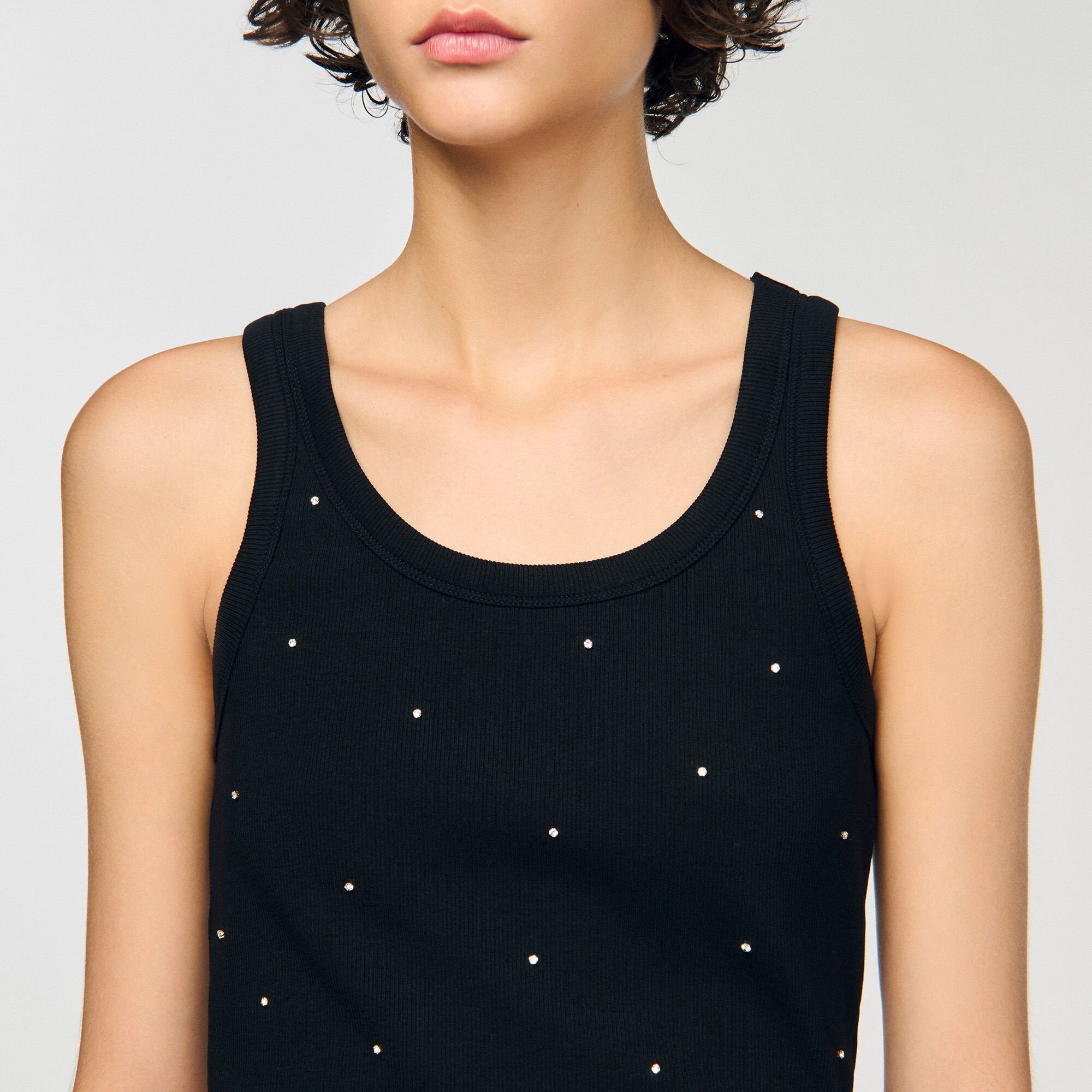 Sandro Women Jersey tank with rhinestones