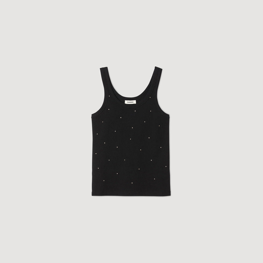Sandro Women Jersey tank with rhinestones
