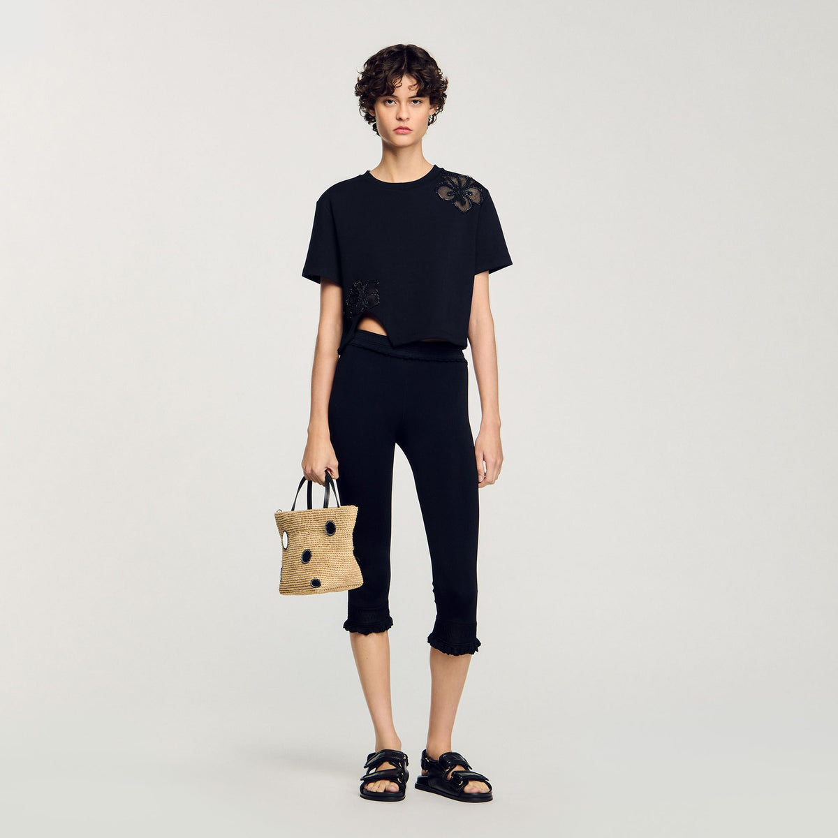 Sandro Women Floral embroidery T-shirt