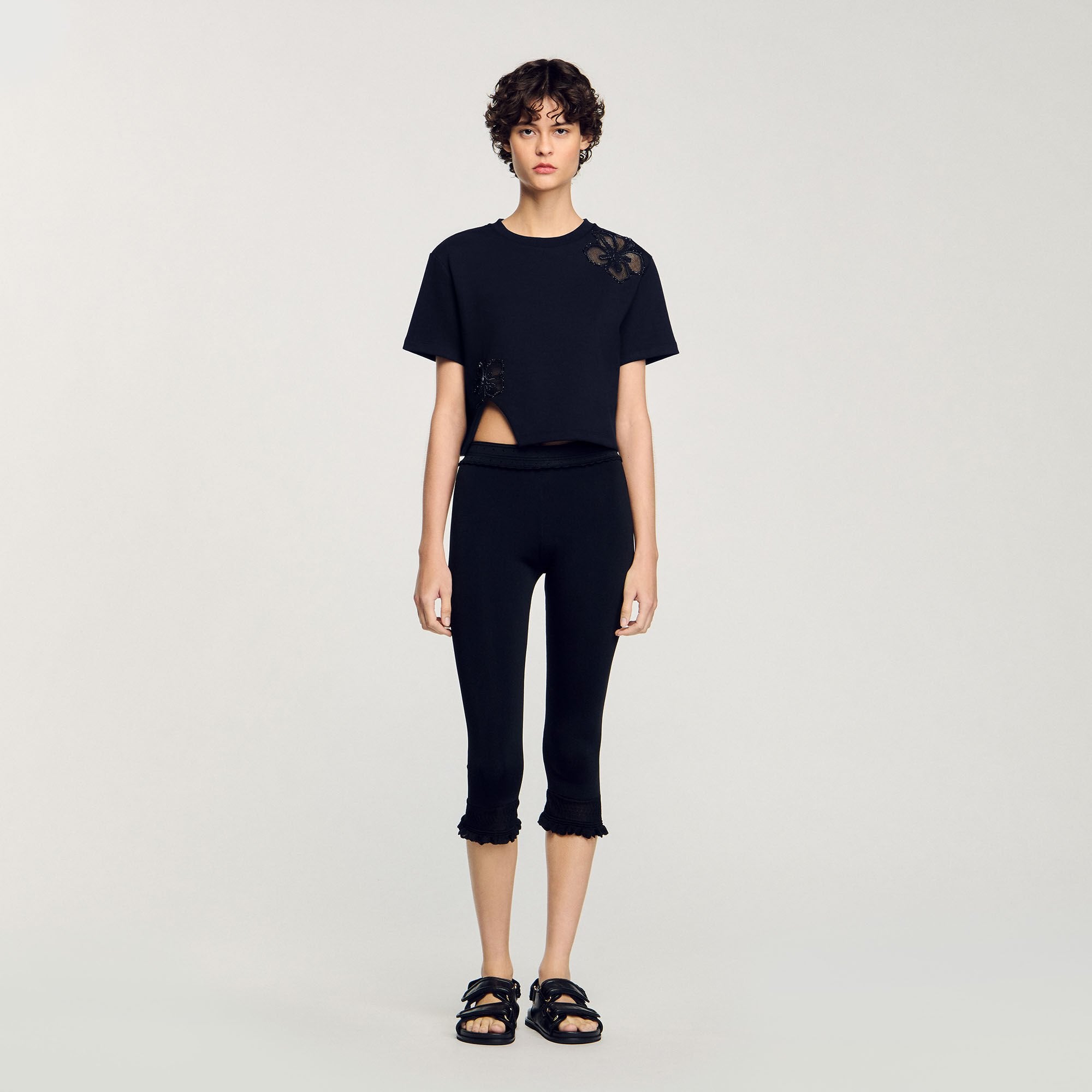 Sandro Women Floral embroidery T-shirt