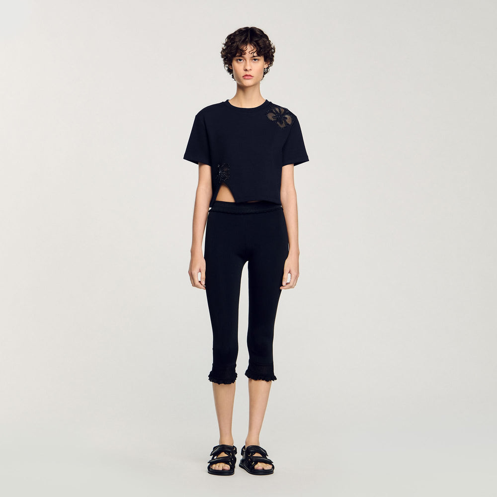 Sandro Women Floral embroidery T-shirt
