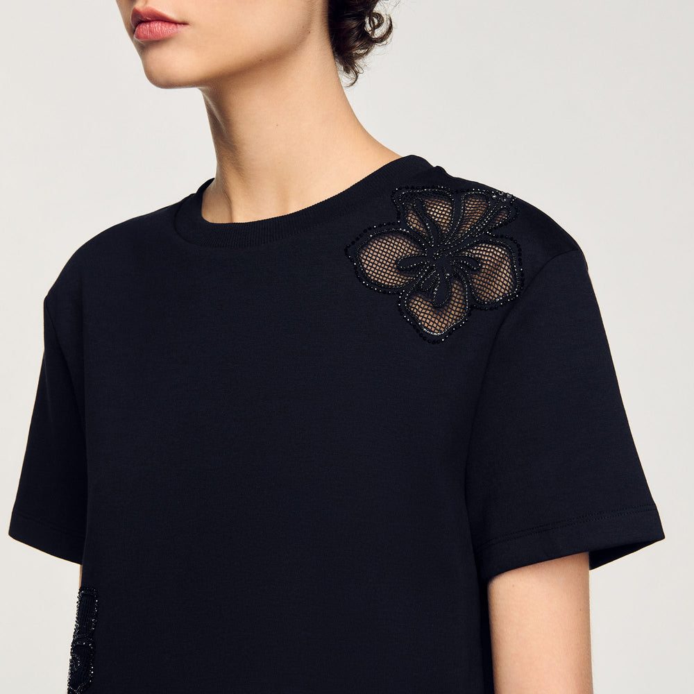 Sandro Women Floral embroidery T-shirt