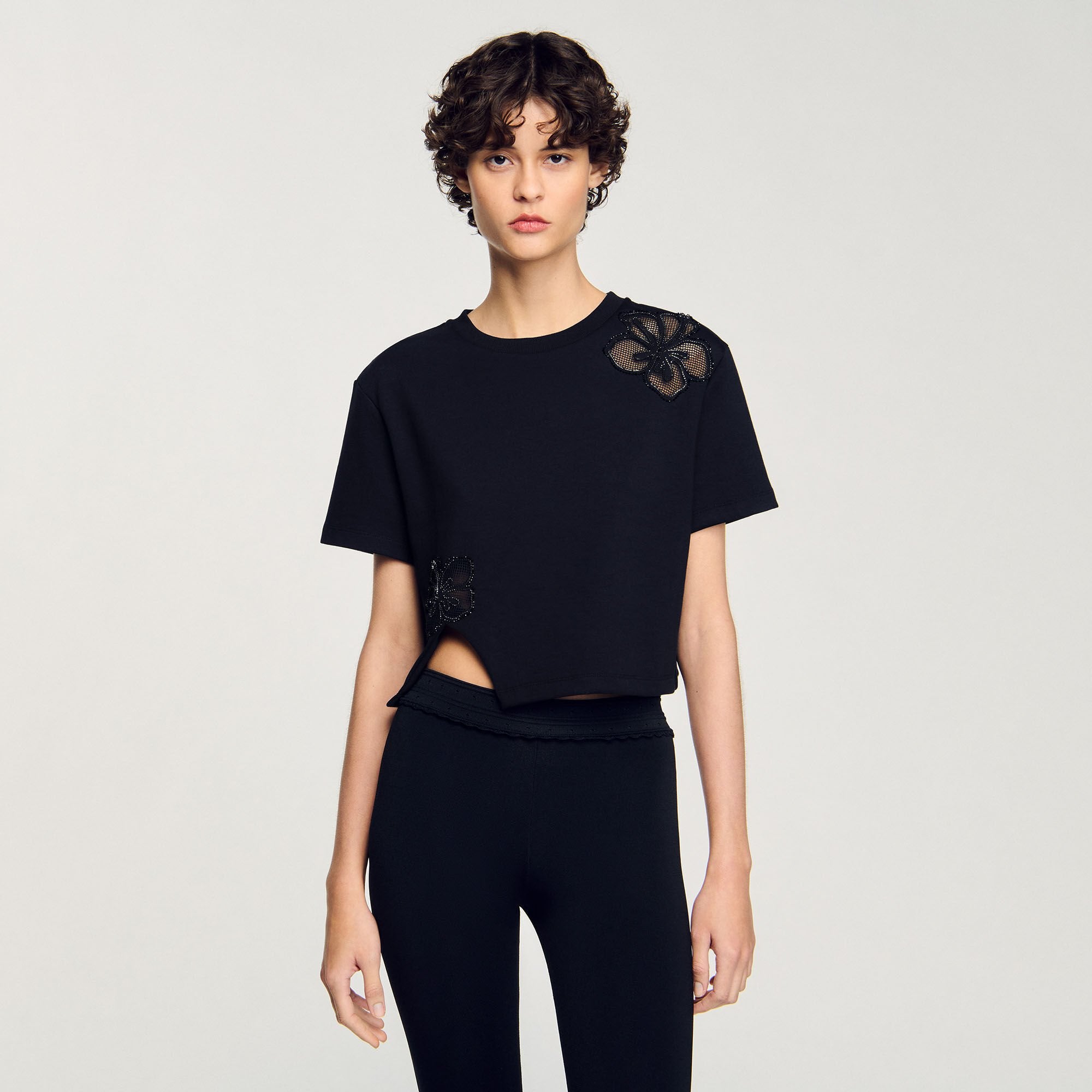 Sandro Women Floral embroidery T-shirt