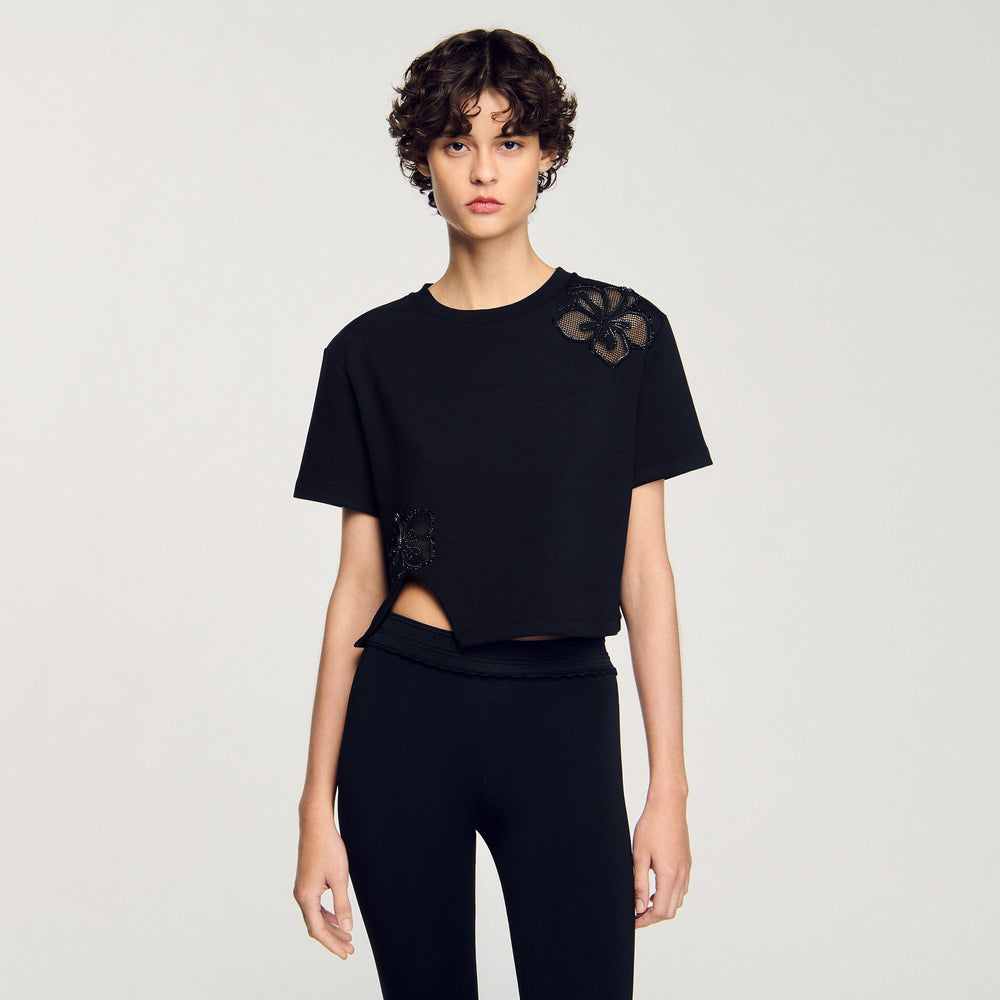Sandro Women Floral embroidery T-shirt