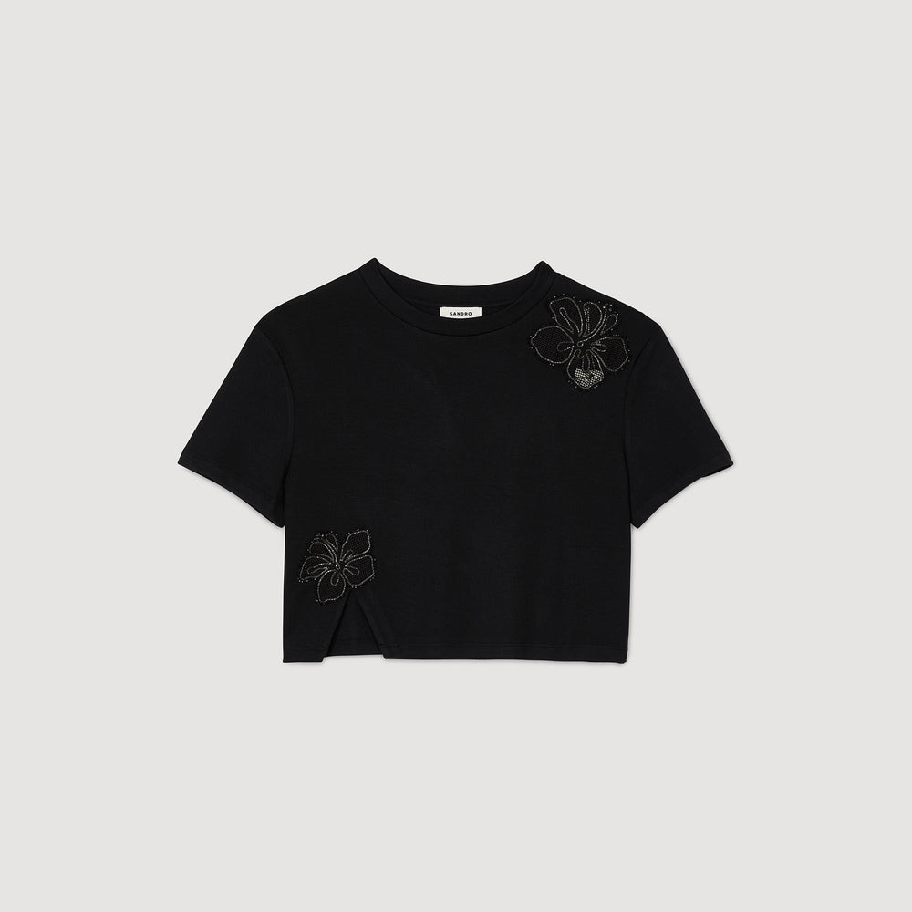 Sandro Women Floral embroidery T-shirt