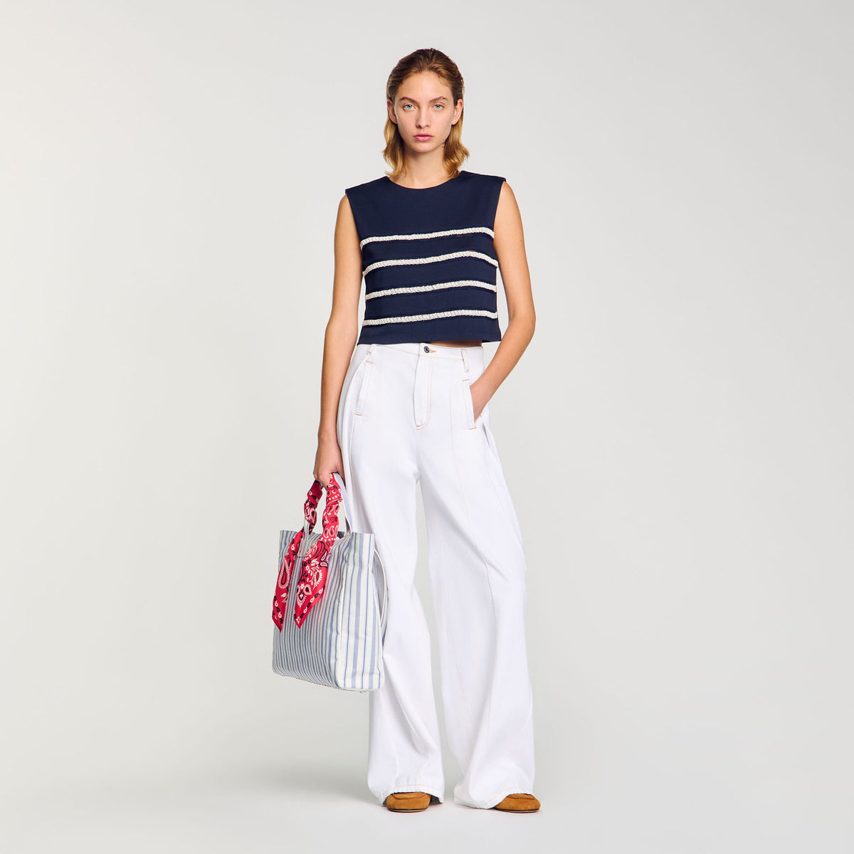 Sandro Women Sleeveless striped T-shirt