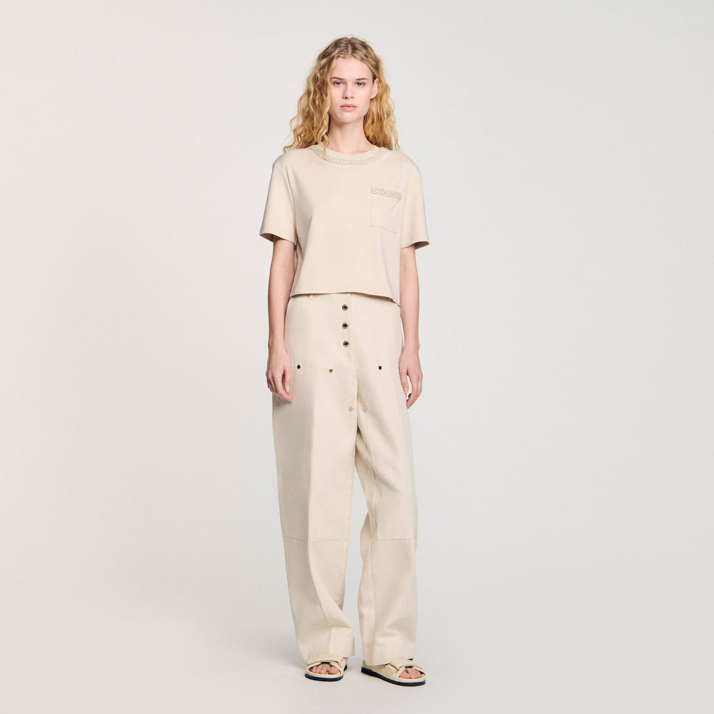 Sandro Women T-shirt with rhinestone details