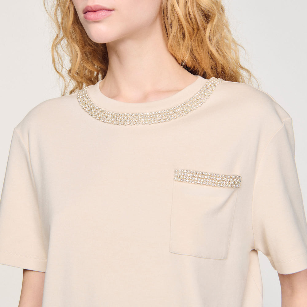 Sandro Women T-shirt with rhinestone details