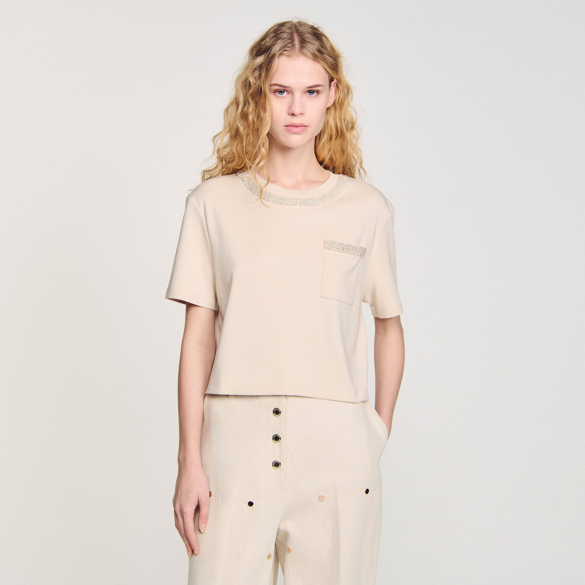 Sandro Women T-shirt with rhinestone details