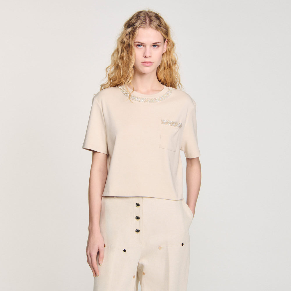 Sandro Women T-shirt with rhinestone details
